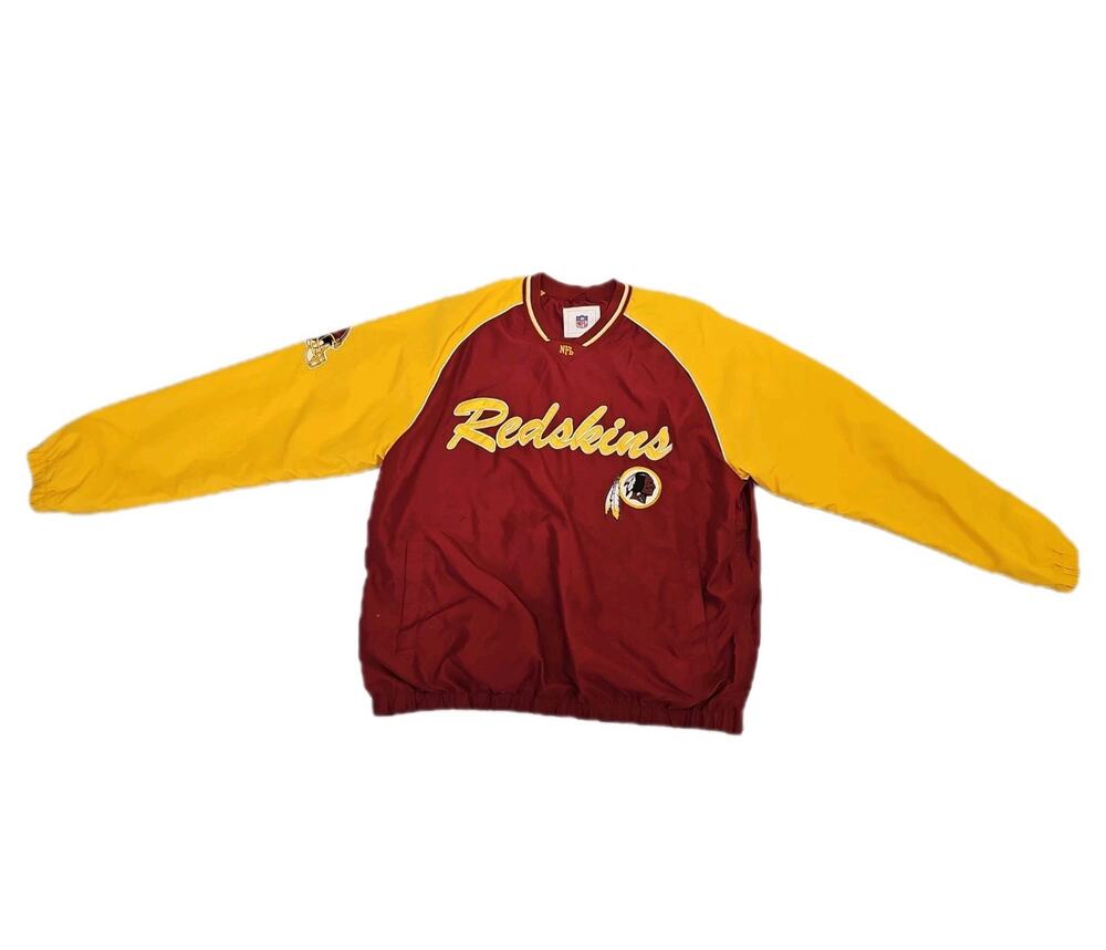 VTG Champion NFL Washington Redskins Pullover Windbreaker Jacket Mens L Pockets